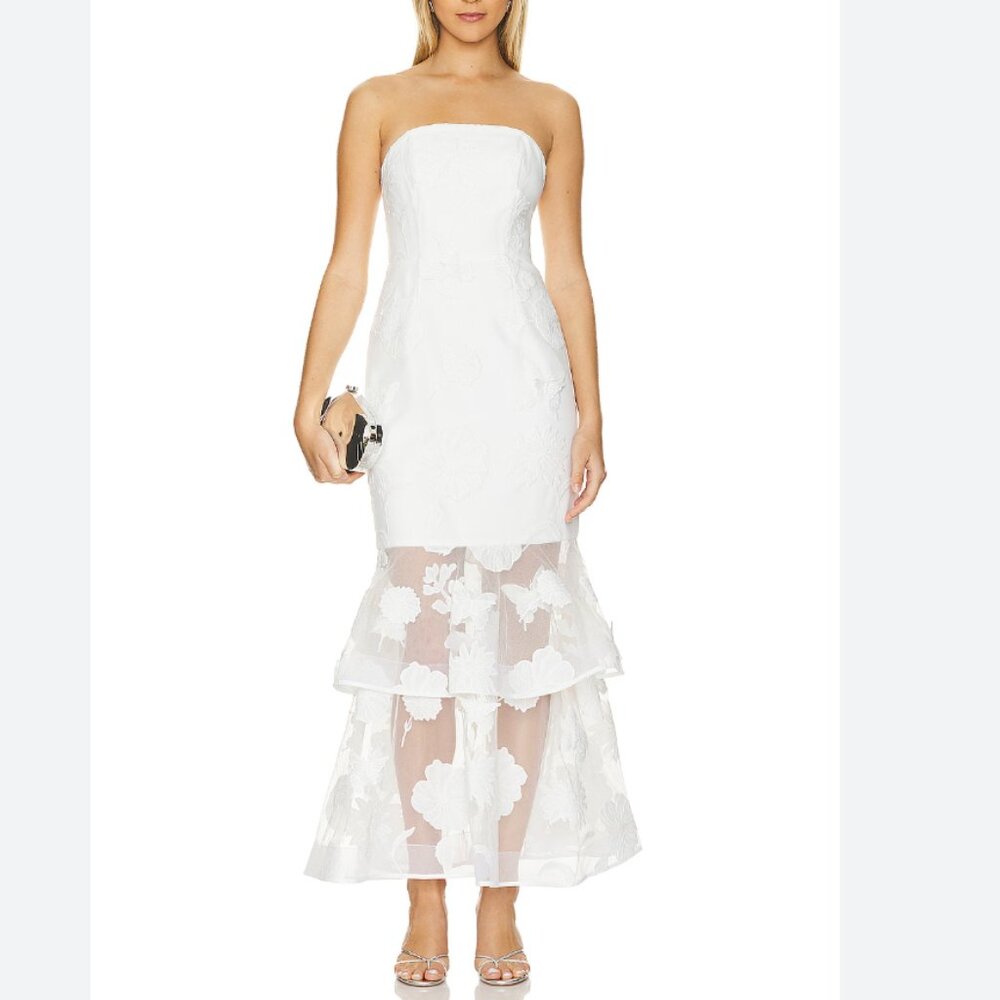Milly 3D Butterfly Embroidered Strapless Gown